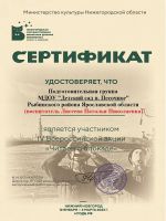 Сертификат подготовительной группы